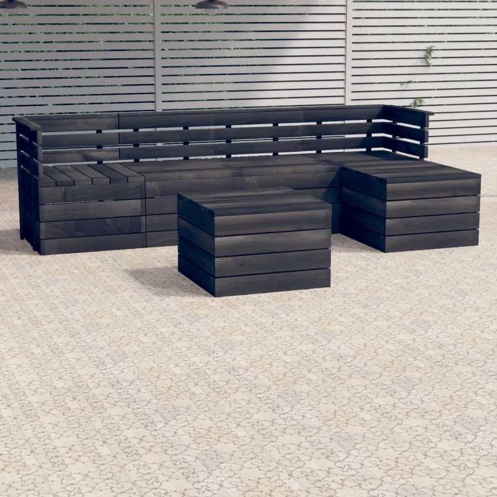 vidaXL 6-delige Loungeset pallet massief grenenhout donkergrijs