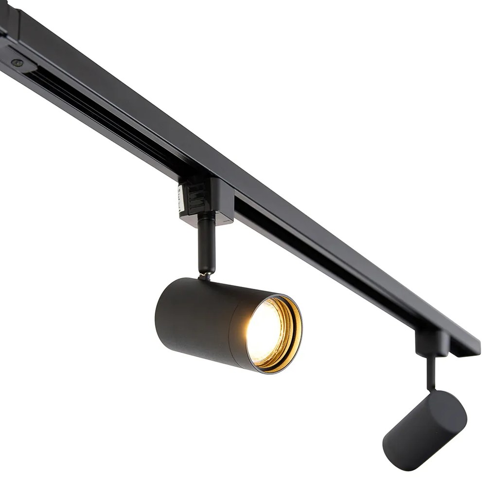 Moderne 1-fase railsysteem met 4 Spot / Opbouwspot / Plafondspots zwart - Iconic Jeana Modern GU10 Binnenverlichting Lamp