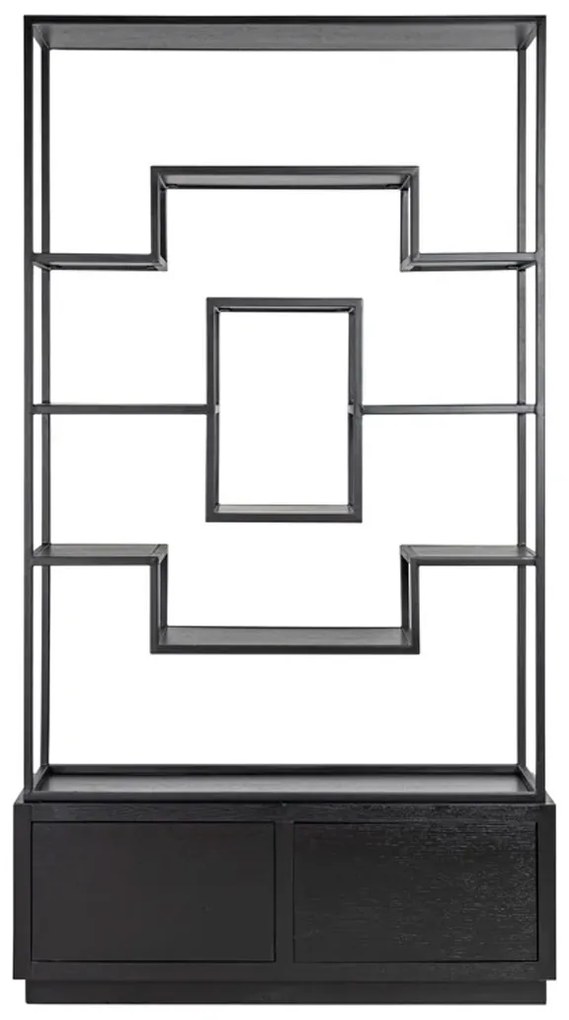 Richmond Interiors Bonvoy Open Vakken Kast Asymmetrisch Zwart Eiken - 120x40x222cm.