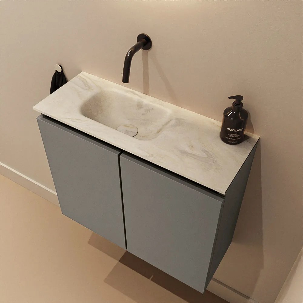 Mondiaz Ture DLux toiletmeubel 60cm smoke met wastafel ostra links zonder kraangat