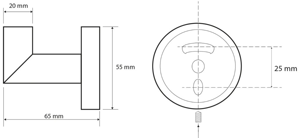 Sapho X-Round handdoekhaak met hoek zwart