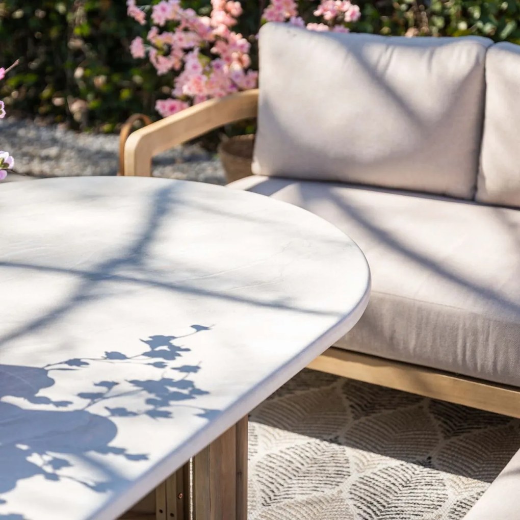 Garden Impressions Sirocco lounge dining set 3-delig links - acacia - grey sand