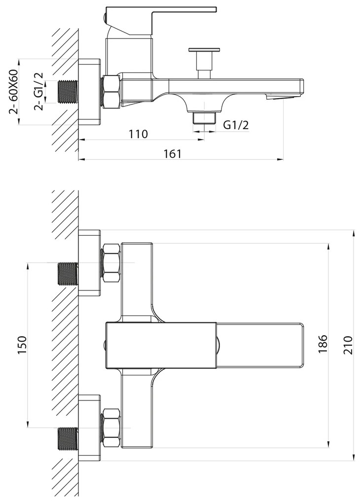 Sapho Cubemix thermostatische badkraan zwart mat