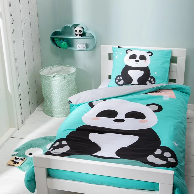 Fresh&amp;Co  Kids Dekbedovertrek Cute Panda 1-persoons (140 x 200 + 1 kussensloop) Dekbedovertrek