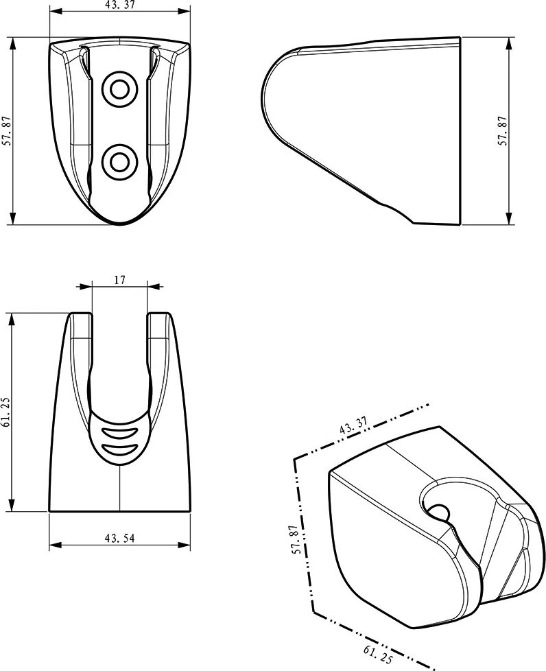 Mueller Round kunststof handdouchehouder wand chroom