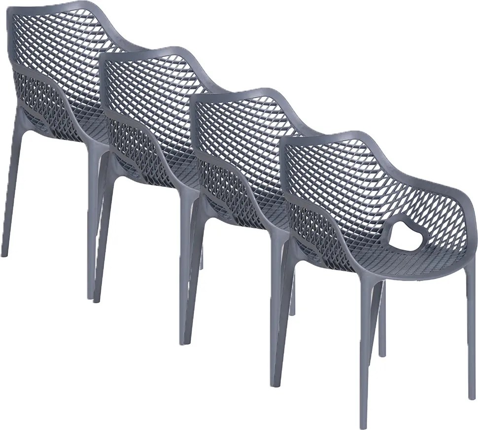 Garden Impressions Air XL kunststof tuinstoel donker grijs 4 stuks