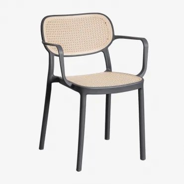 Stapelbare Set Van 2 Eetkamerstoelen Met Armleuningen Van Polypropyleen Omara Grijs – Grafiet - Sklum