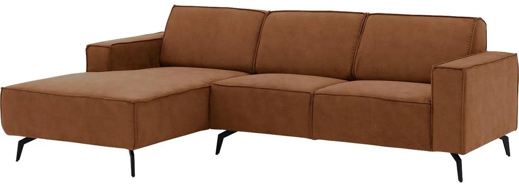 Goossens Hoekbank Hercules bruin, microvezel, 2-zits, modern design met chaise longue links