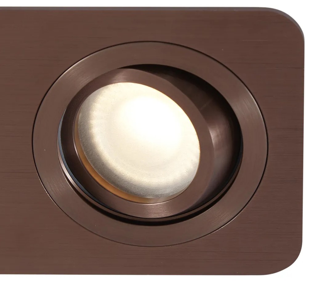 Buitenlamp Set van 6 afgeronde inbouwspots donkerbrons GU10 50mm draai- en kantelbaar IP44 2-lichts - Alberto Modern GU10 IP44 Buitenverlichting Lamp