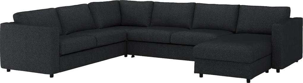IKEA VIMLE Hoes voor hoekslaapbank, 5-zits Met chaise longue/tallmyra zwart/grijs - lKEA