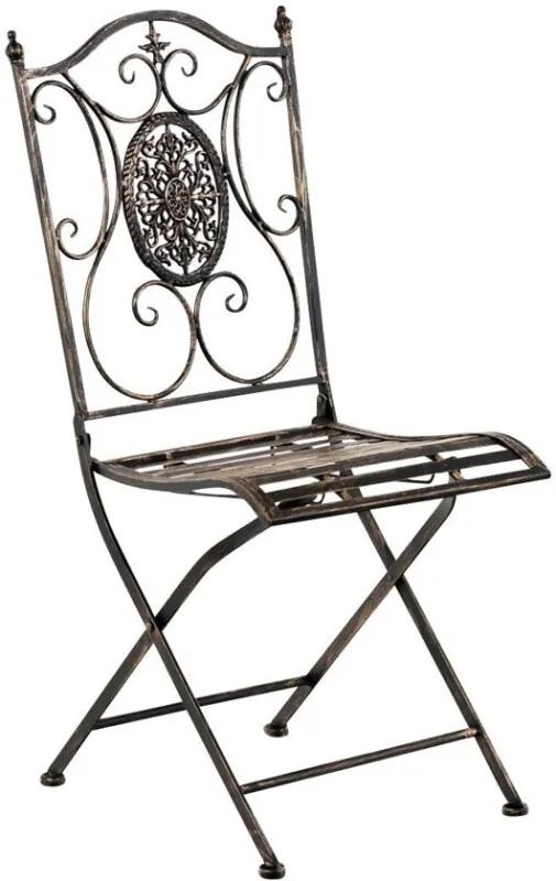 Bistro tuinstoel SIBEL, metalen stoel opvouwbaar, nostalgisch antiek ontwerp , - bronskleur