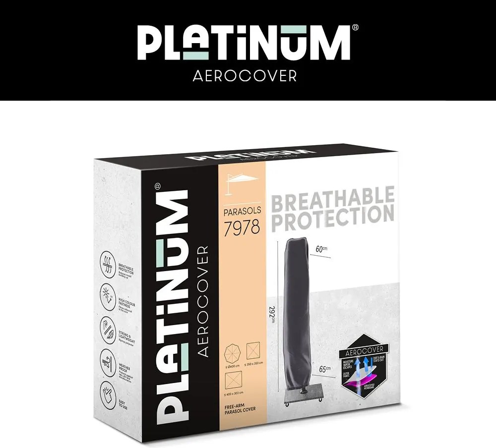 Platinum Challenger zweefparasol T1 Premium 4x3 m. - Champagne Sandstone - met ingraafvoet en hoes