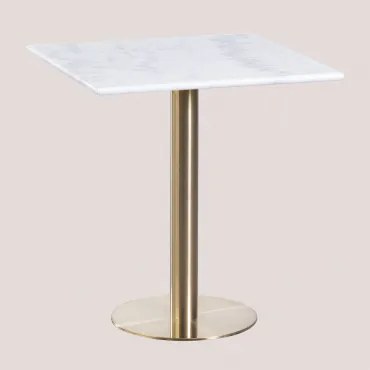 Cosmopolitan Vierkante Marmeren Bartafel Wit Marmer Guangxi & ↔︎ 60 Cm & Champagne Goud - Sklum