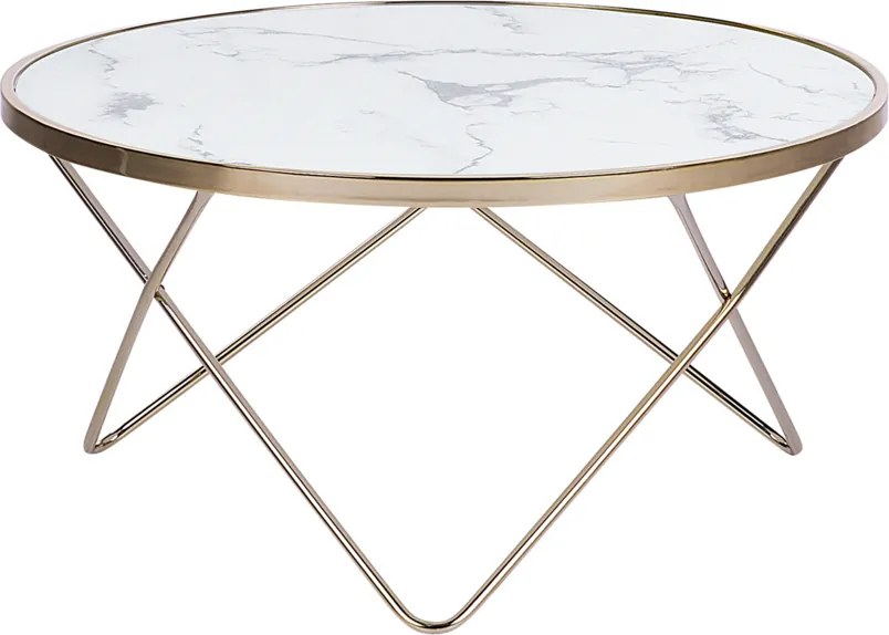 Salontafel marmer-look wit/goud MERIDIAN II