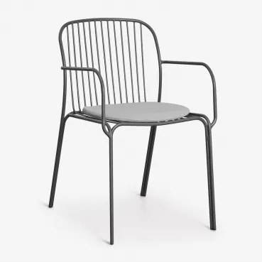 [*]tuinstoel Met Armleuningen Van Staal Anerina Grijs – Grafiet & Zand Grijs - Sklum