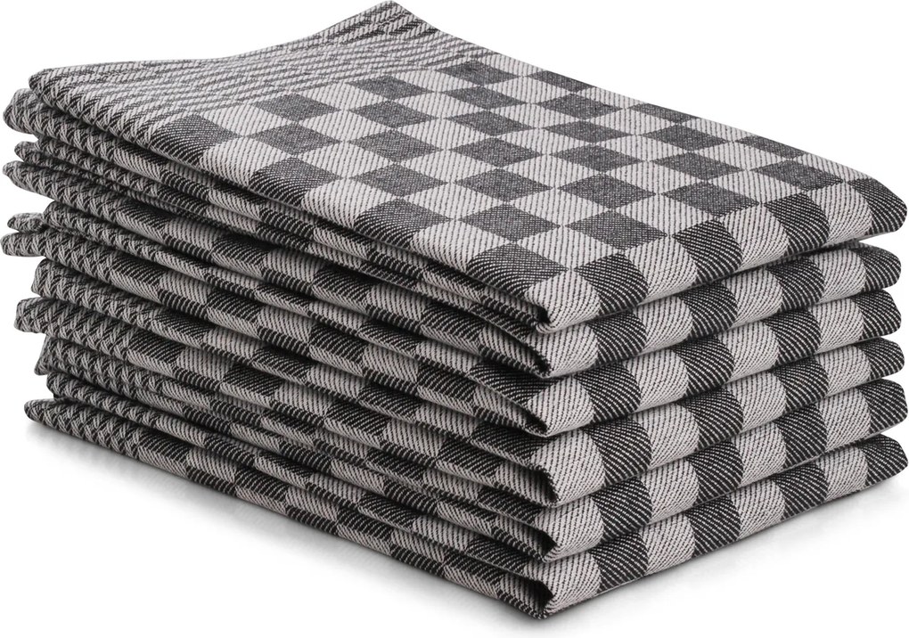 Theedoek ruit – 6 stuks – 50×70 – zwart