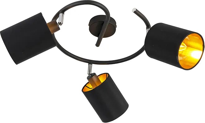 Smart moderne plafondlamp zwart incl. 3 WiFi B35 - Lofty