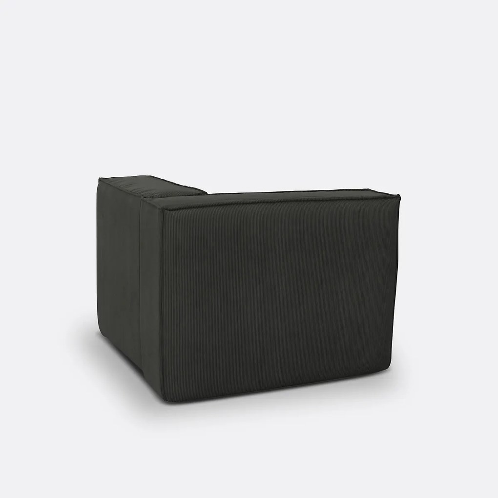 Hoekelement voor modulaire bank, in ribfluweel, Seven