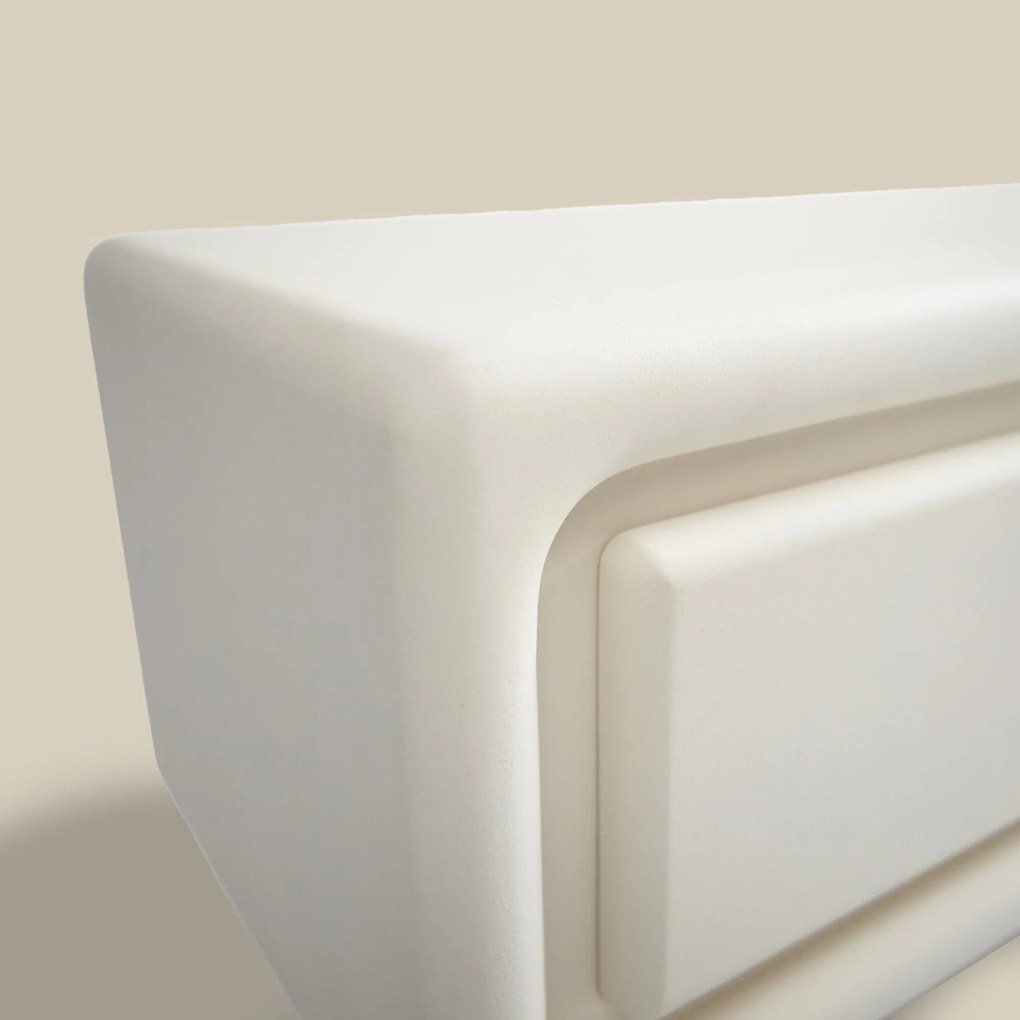 Wit Tv-meubel Organisch Betonlook 200 Cm - 200x40x45cm.