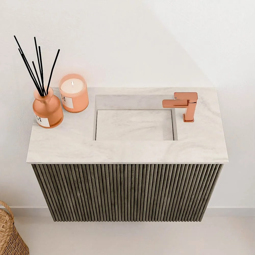 Mondiaz Joya DLux 50cm toiletmeubel shadow met wastafel faye rechts 1 kraangat ostra