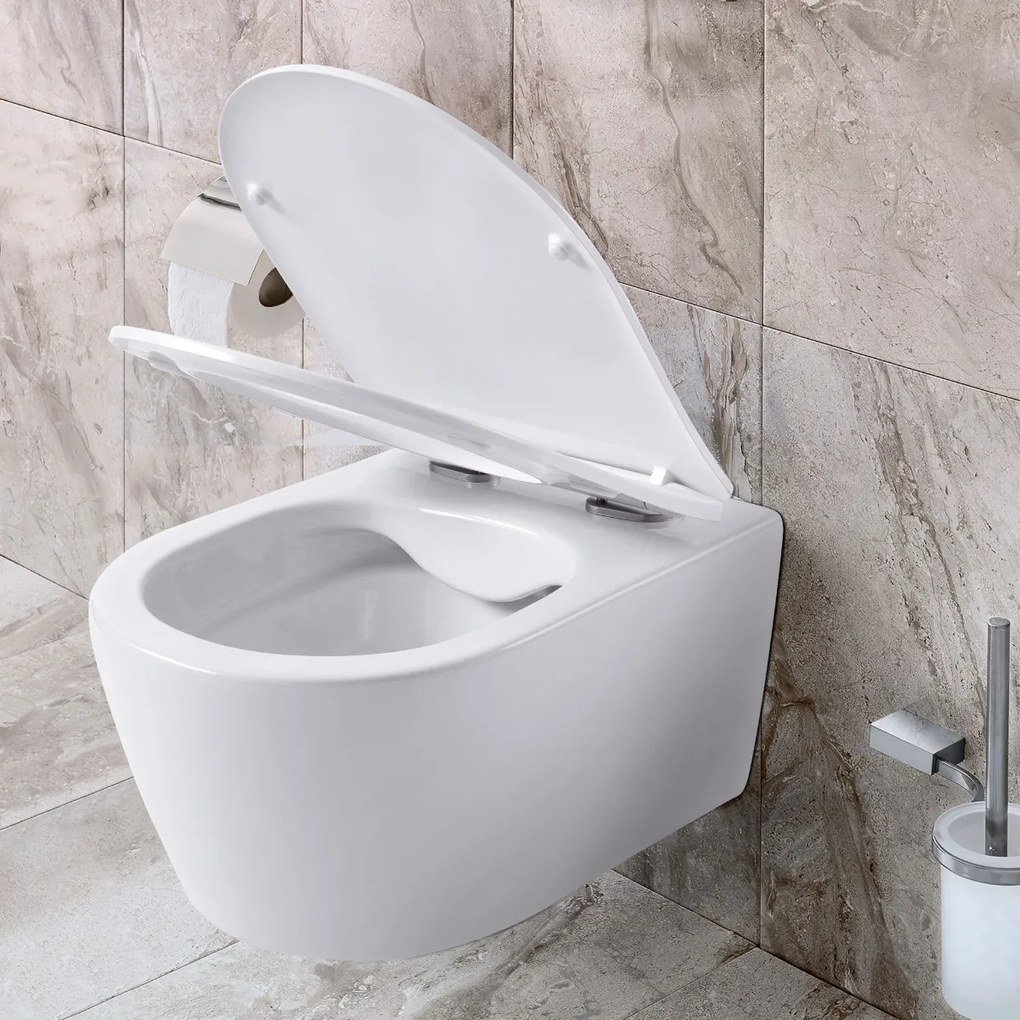 Sanigoods Willow hangend toilet met softclose sluiting wit mat