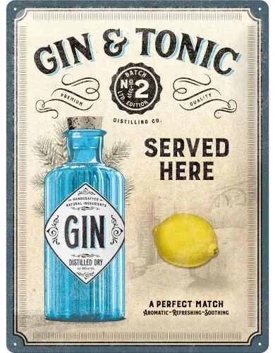 Metalen bord Gin & Tonic - Served Here