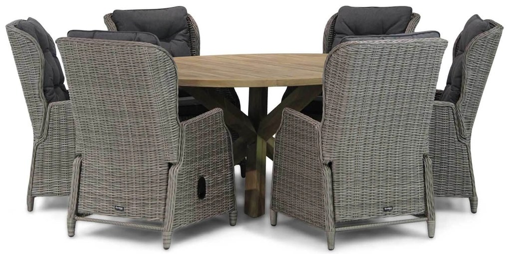 Tuinset Ronde Tuintafel 6 personen 160 cm Wicker Grijs Garden Collections Edingburgh/Sand