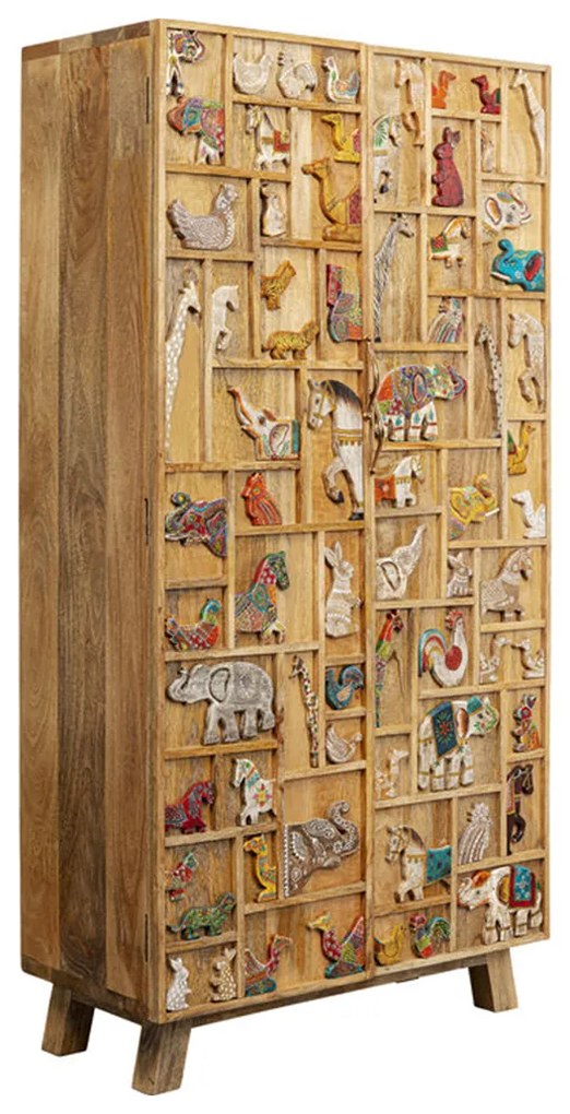 Kare Design Zoo Houten Kast Met Dieren - 81x36x163cm.