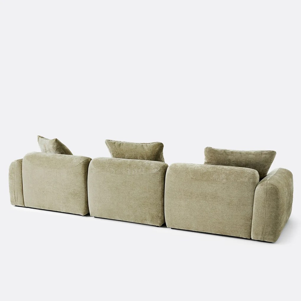 3-zits links modulaire hoekbank in jacquard chenille, AMAD