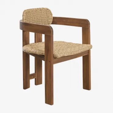 Set Van 4 Tuinstoelen Met Armleuningen In Acaciahout En Synthetisch Rotan Ginara Acacia Bruin - Sklum