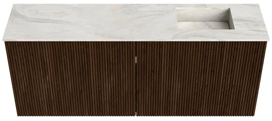 Mondiaz Joya DLux 100cm toiletmeubel walnut met wastafel faye rechts zonder kraangat ostra