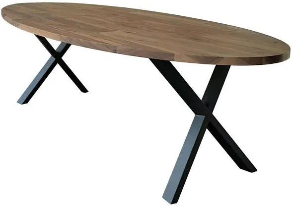 Livin24 | Eettafel Dennis - totaal: lengte 110 cm x breedte 270 cm x hoogte bruin, zwart eettafels teakhout tafels meubels | NADUVI outlet
