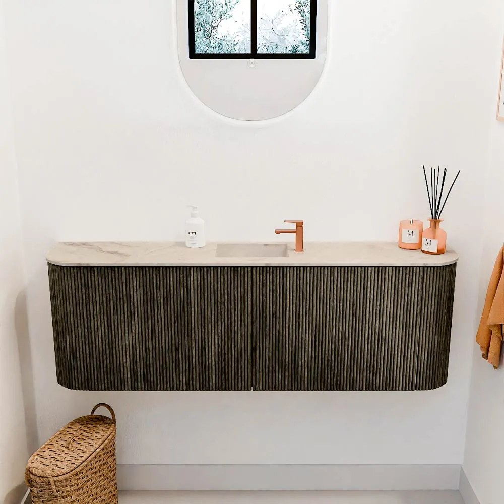 Mondiaz Joya DLux 125cm toiletmeubel ronding links/rechts shadow met wastafel faye midden 1 kraangat frappe