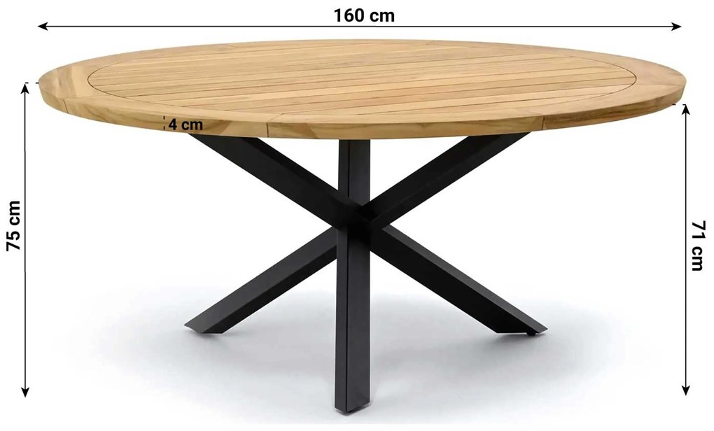 Dining Tuintafel rond 160 cm Grijs Prado