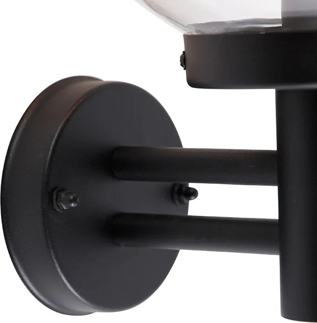 Buiten wandlamp zwart met kunststof bol IP44 RVS - Sfera
