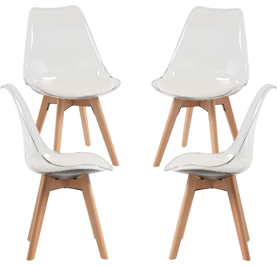 Set 4 Stoelen Synk Transparante Zitting