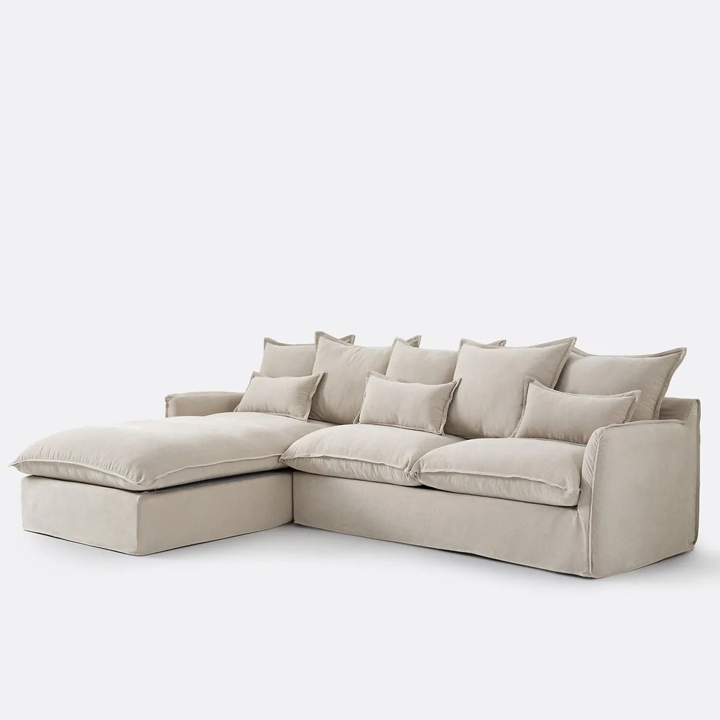 Hoekbank links, omvormbaar, afneembare hoes, 4-zits, gemêleerd polyester, ODNA