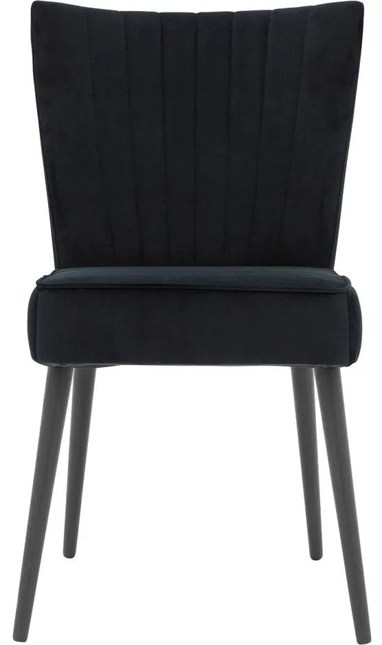 Goossens Eetkamerstoel Rob zwart velvet stof leuning, urban industrieel