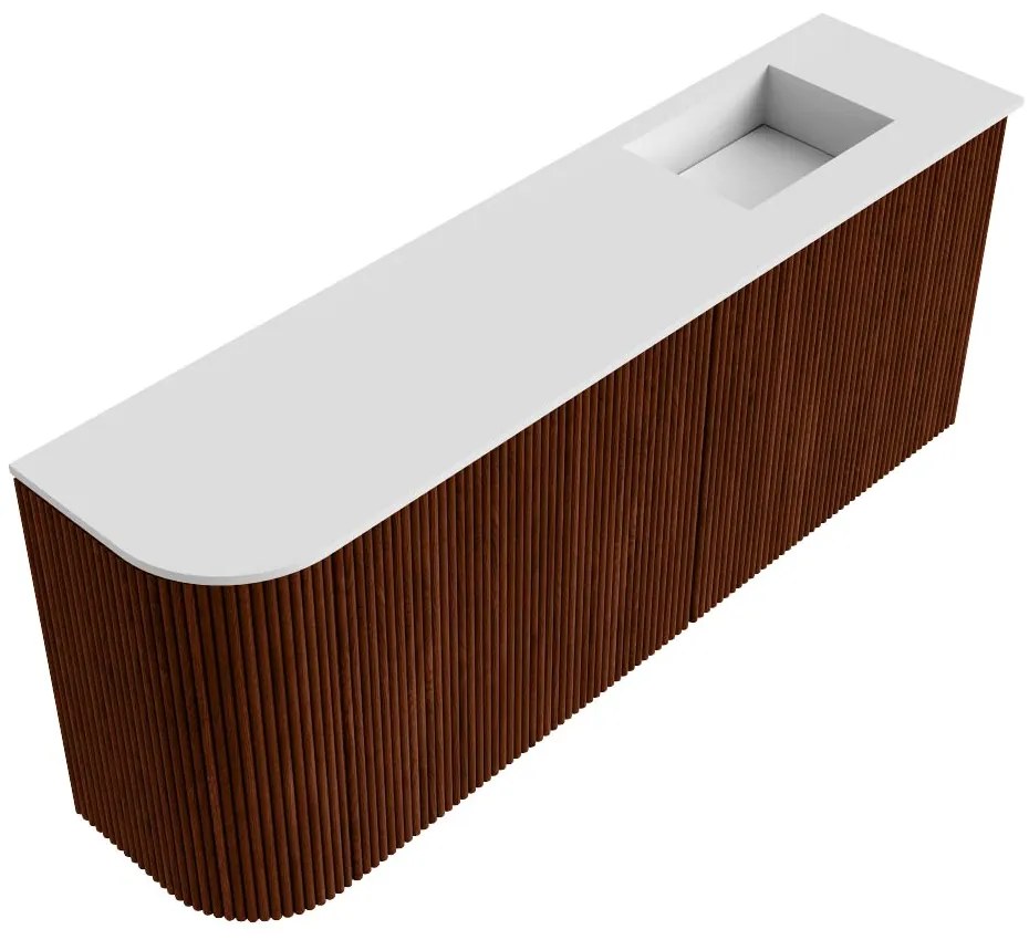 Mondiaz Joya 100cm toiletmeubel ronding links ruby met wastafel faye rechts 1 kraangat talc