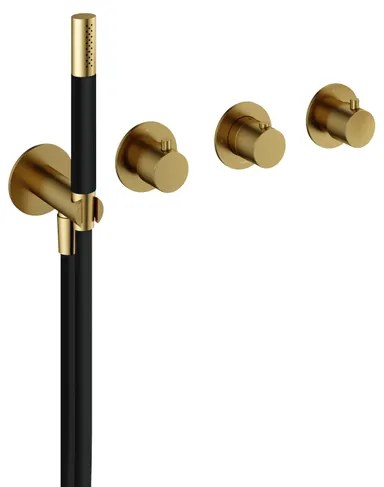 Hotbath Cobber afbouwdeel inbouw badendouche thermostaat met 2 stopkranen zonder uitloop geborsteld messing (goud) PVD CB7071EXTBBP