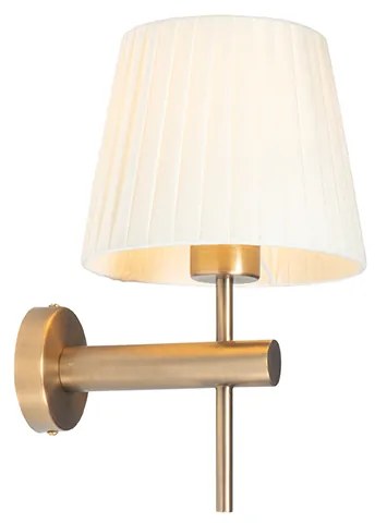 Moderne wandlamp brons met witte kap - Pluk