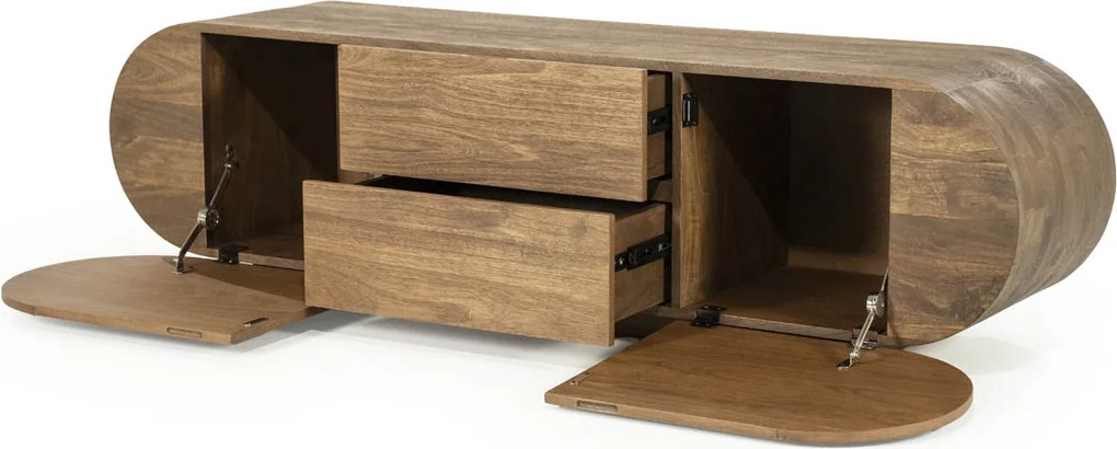 Eleonora King Ovaal Tv-meubel Mangohout 160 Cm - 160x40x43cm.