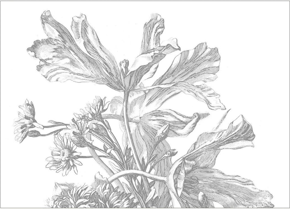 Behang Engraved Flowers