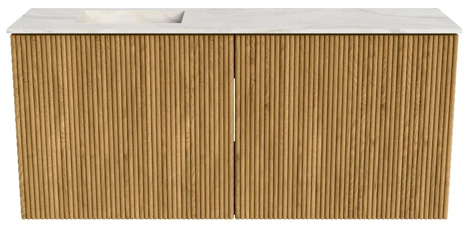 Mondiaz Joya DLux 90cm toiletmeubel oak met wastafel faye links zonder kraangat ostra