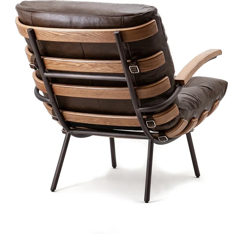 Fauteuil Bastiaan - donkerbruin java leder - Eleonora - IJzer - Leer - Eleonora