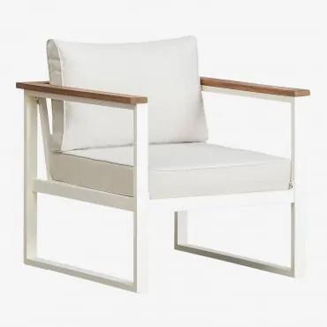Lipov fauteuil van aluminium en acaciahout Gardenia Wit - Sklum