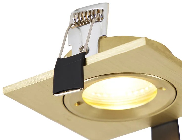 Buitenlamp Set van 6 Moderne inbouwspot goud vierkant IP44 - Xena GU10 IP44 Buitenverlichting Lamp