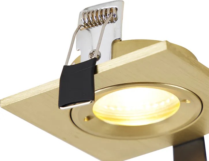 Moderne inbouwspot goud vierkant IP44 - Xena