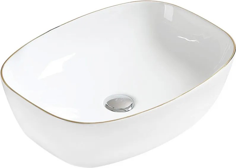 Mexen Lita opbouw waskom 49 x 37 cm, wit/goud - 22124905