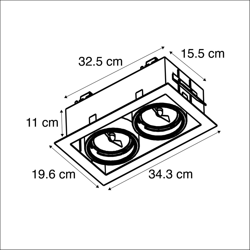 Set van 6 Grote Inbouwspot staal AR111 verstelbaar 2-lichts - Oneon QR111 / AR111 / G53 Binnenverlichting Lamp